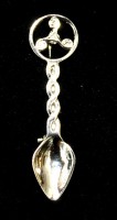 Silver lovespoon brooch with a celtic pattern