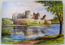 Card with scenery of Caerphilly Castle