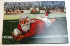 Santa playing rugby card