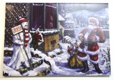 Santa and snowman christmas card